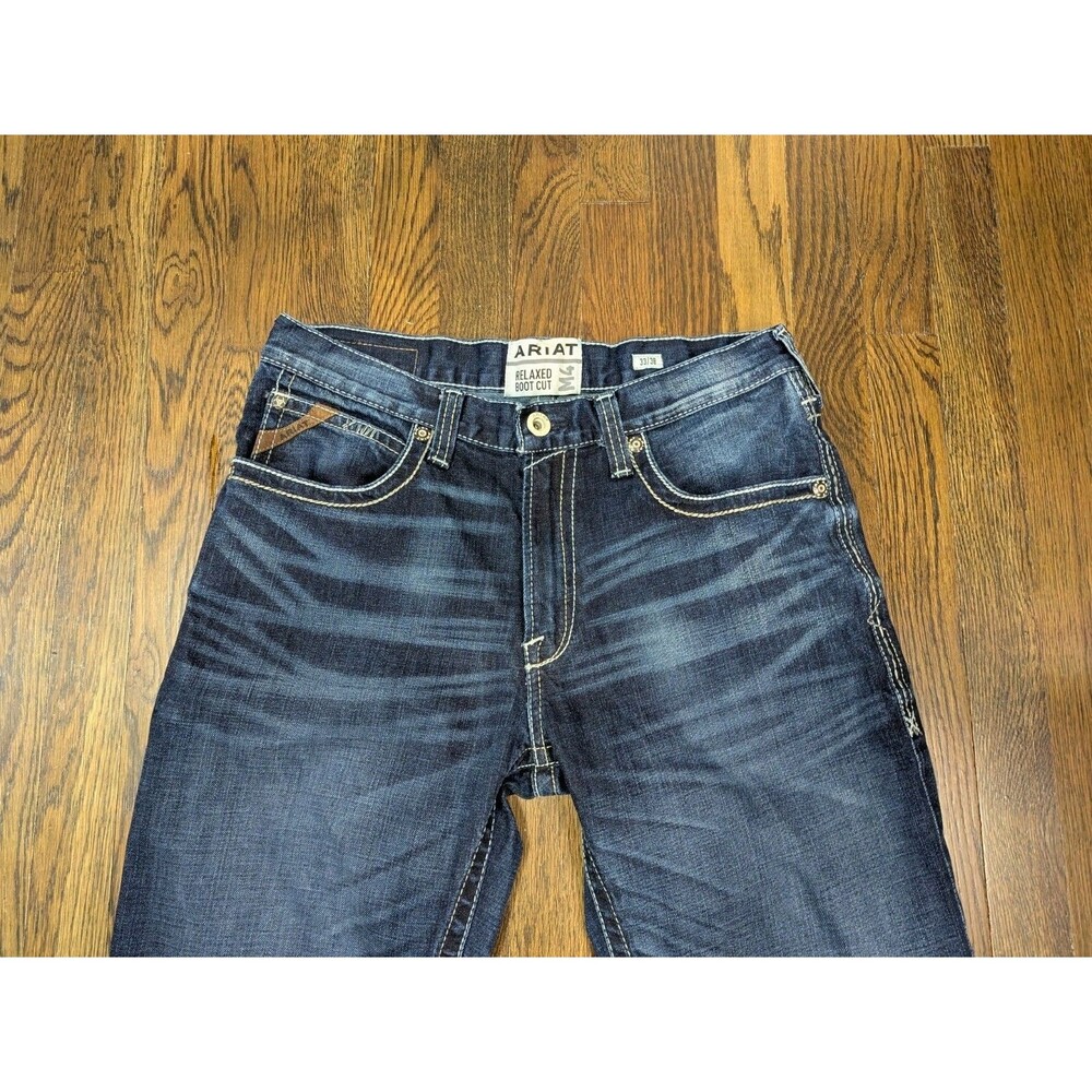 Ariat M4 Adkins Bootcut Jeans Men 33x38(Measures-36.25" Inseam) Blue Dark Wash